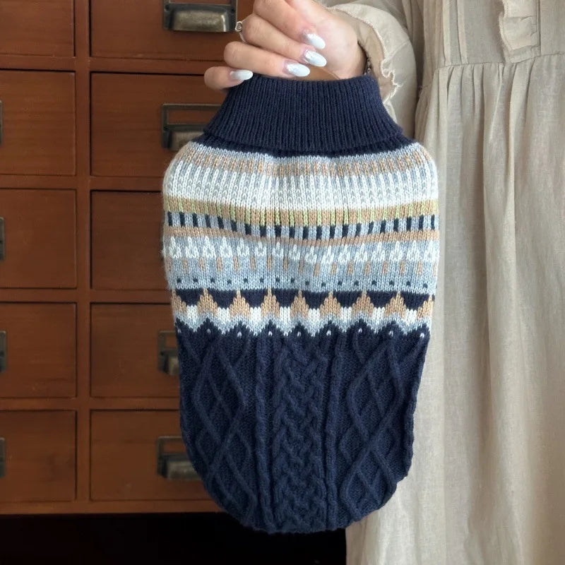 New Dog Black Beige Vintage Sweater for Small Medium Dog Christmas Halloween Day Wear Sweater Pullover