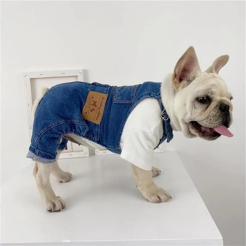 Dog Cat Denim Jumpsuit Costumes Pet Jean Overall Puppy Jean Jacket Fashion Comfortable Blue Pant Clothing for Small To Large Dog