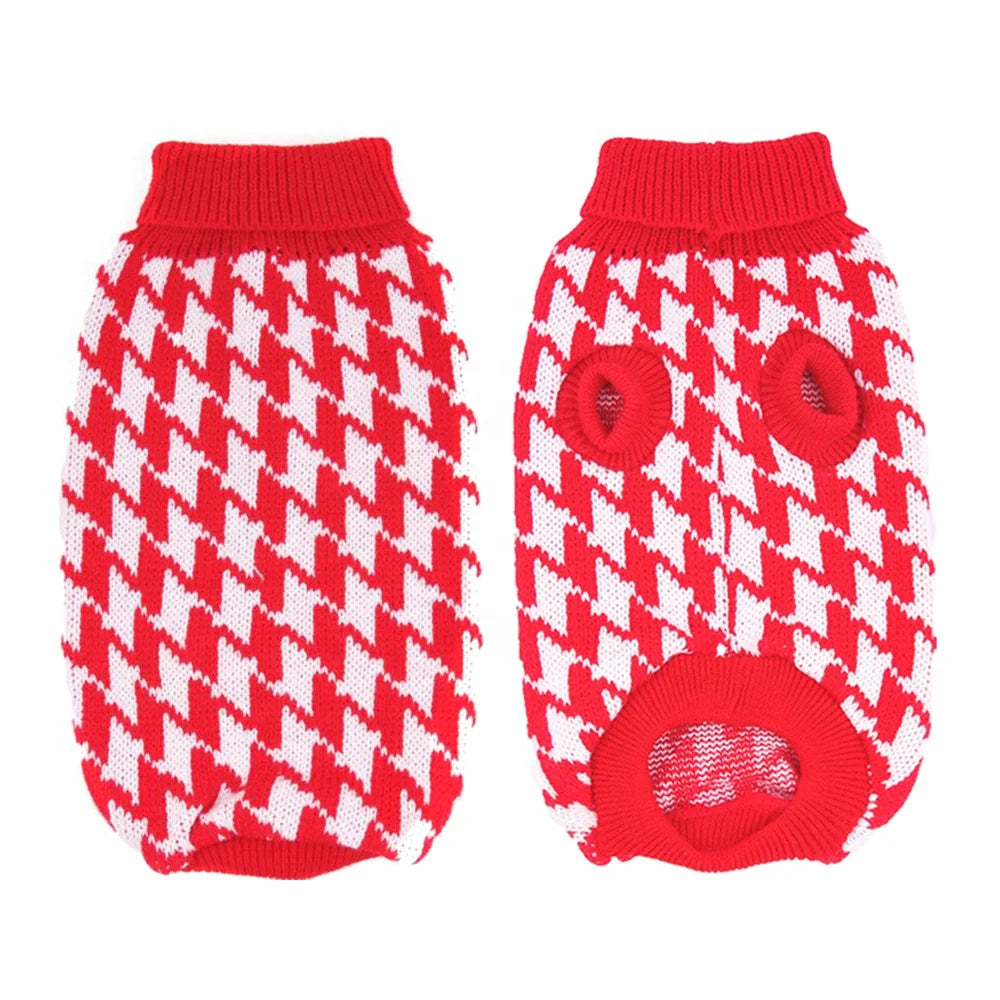 Fashionable Free Knitting Dog Sweater Houndstooth Acrylic XXL Styles for Winter Autumn XS XL Sizes for Pet Clothes