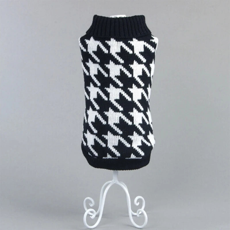 Fashionable Free Knitting Dog Sweater Houndstooth Acrylic XXL Styles for Winter Autumn XS XL Sizes for Pet Clothes