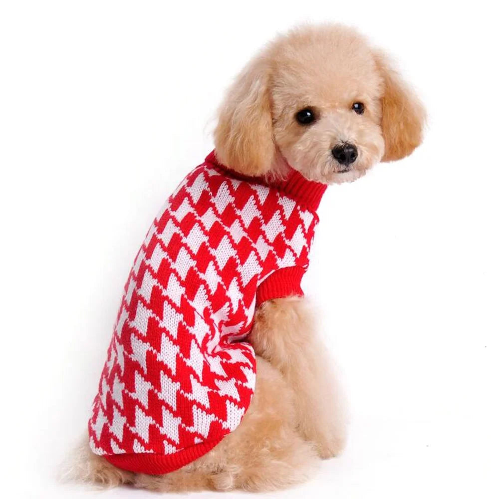 Fashionable Free Knitting Dog Sweater Houndstooth Acrylic XXL Styles for Winter Autumn XS XL Sizes for Pet Clothes
