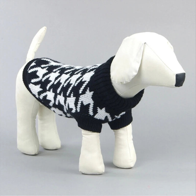 Fashionable Free Knitting Dog Sweater Houndstooth Acrylic XXL Styles for Winter Autumn XS XL Sizes for Pet Clothes