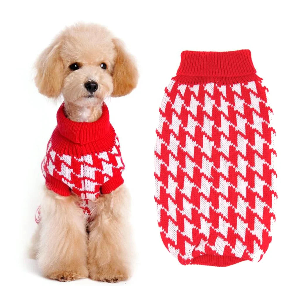Fashionable Free Knitting Dog Sweater Houndstooth Acrylic XXL Styles for Winter Autumn XS XL Sizes for Pet Clothes