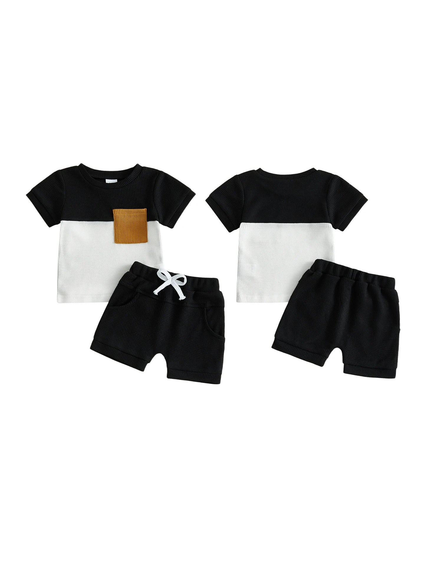Infant Boy Casual Summer Clothes Set with Printed T-shirt and Elastic Waist Shorts for Toddler Boys 2 Piece Outfit