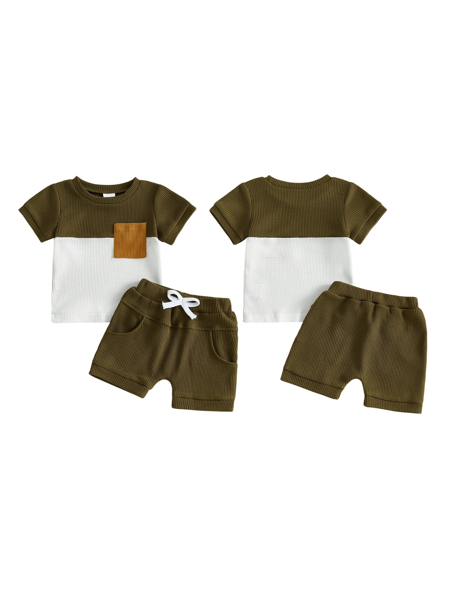 Infant Boy Casual Summer Clothes Set with Printed T-shirt and Elastic Waist Shorts for Toddler Boys 2 Piece Outfit