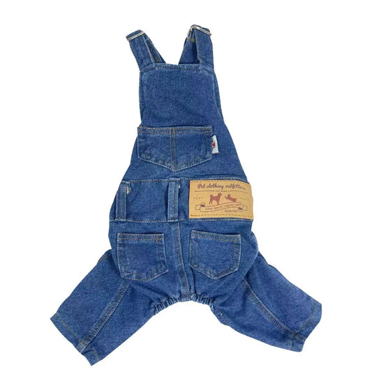 Dog Cat Denim Jumpsuit Costumes Pet Jean Overall Puppy Jean Jacket Fashion Comfortable Blue Pant Clothing for Small To Large Dog