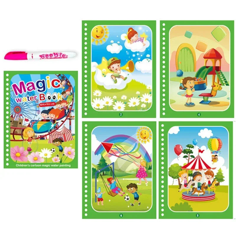 Children Early Education Toys Magical Book with Pen Water Drawing  Toys Gift Reusable Coloring Book Magic Drawing Book