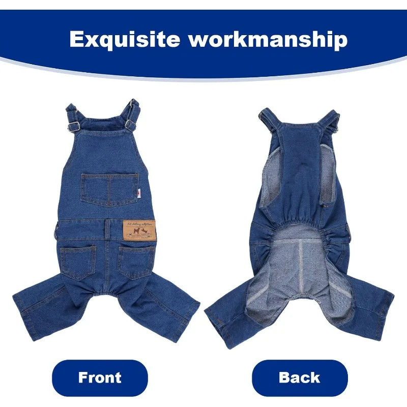 Dog Cat Denim Jumpsuit Costumes Pet Jean Overall Puppy Jean Jacket Fashion Comfortable Blue Pant Clothing for Small To Large Dog