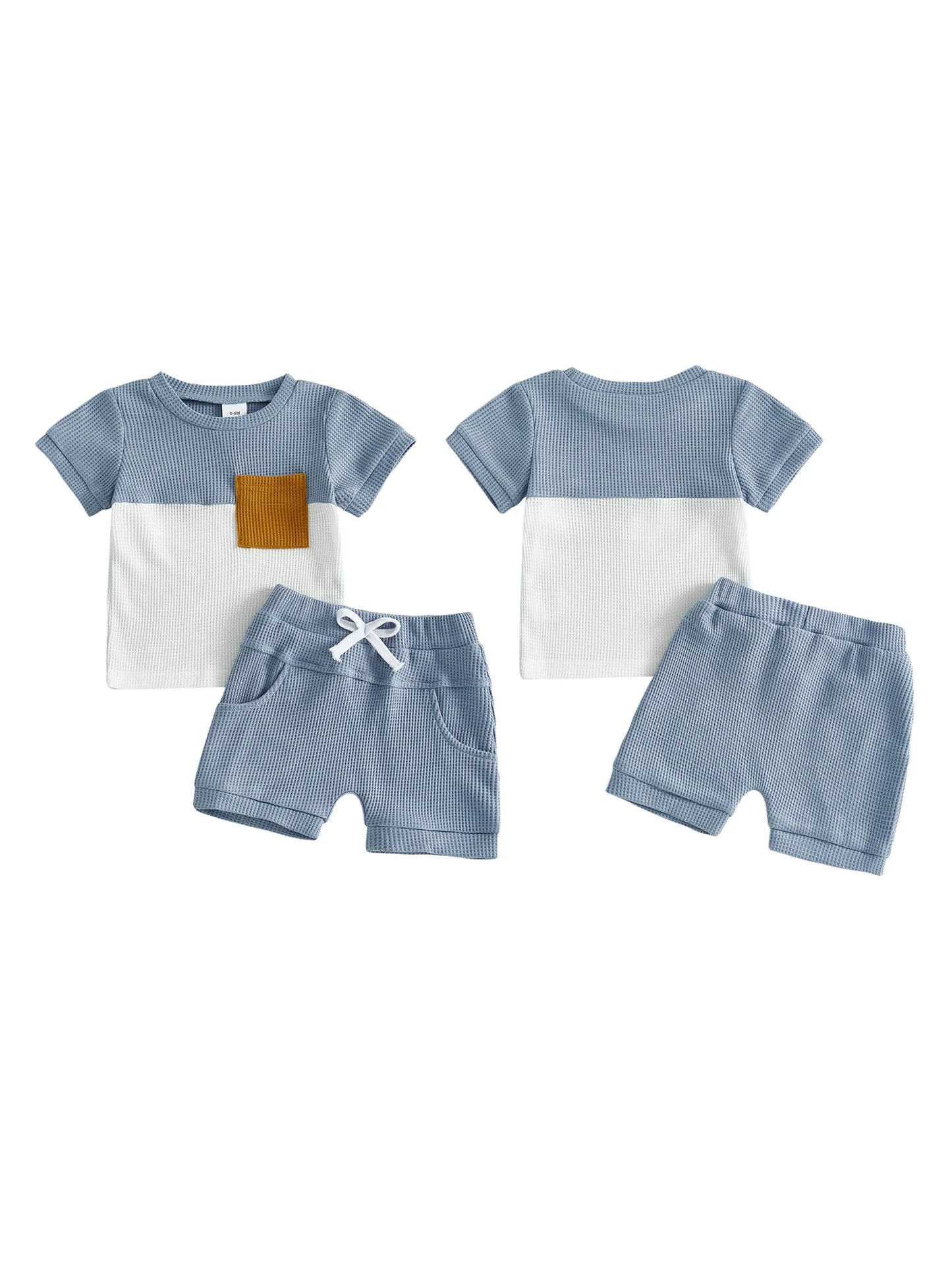 Infant Boy Casual Summer Clothes Set with Printed T-shirt and Elastic Waist Shorts for Toddler Boys 2 Piece Outfit