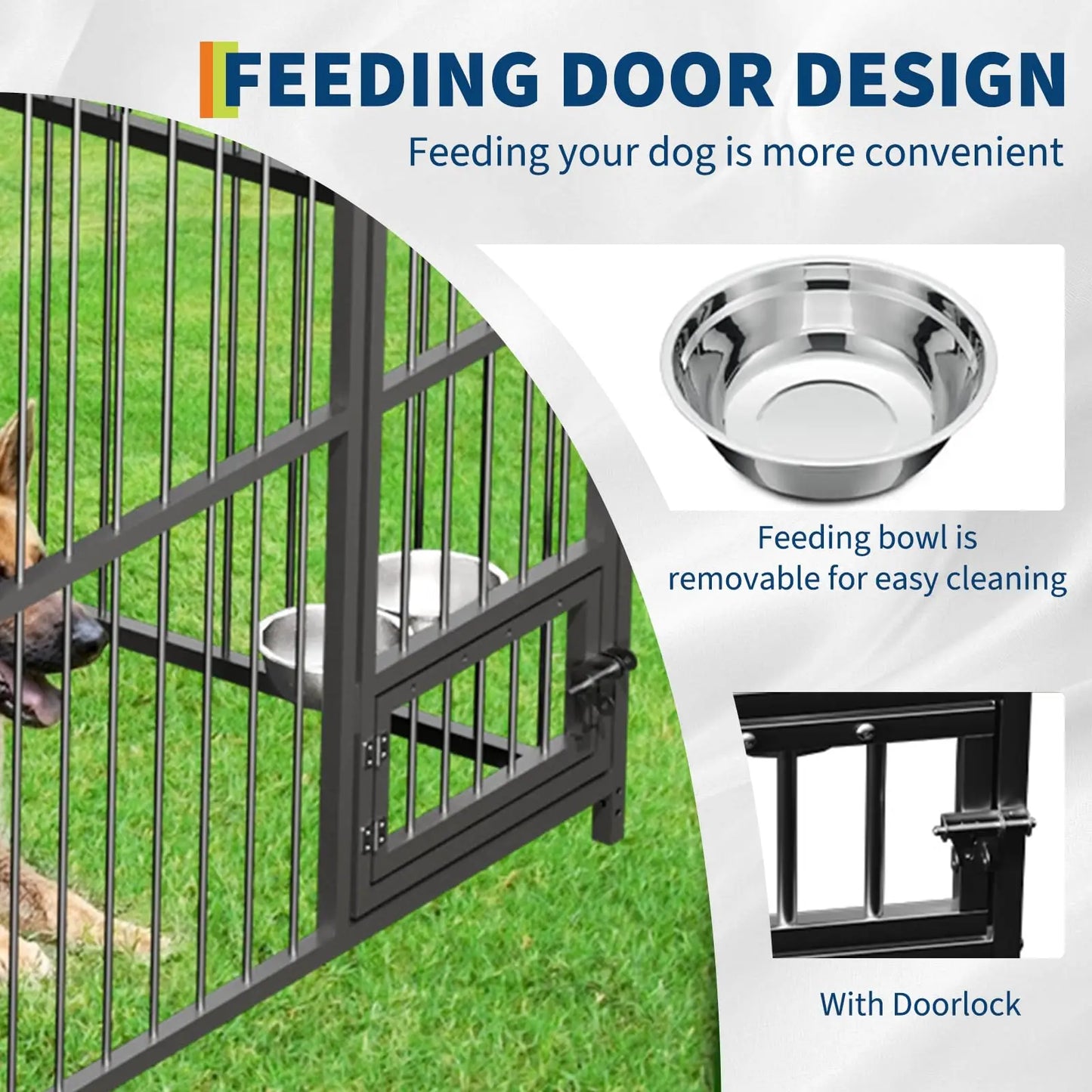 10x15/10x20 FT Heavy Duty Large Outdoor Dog Kennel Metal Pet Enclosure With Waterproof Cover & Feeding Door Backyard Pet Plaype