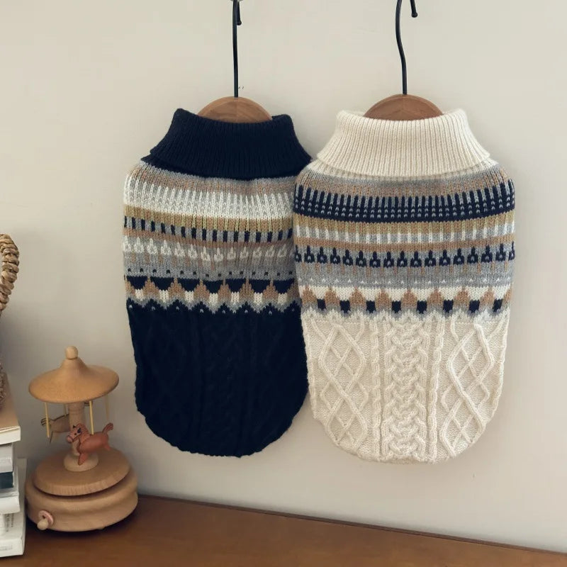 New Dog Black Beige Vintage Sweater for Small Medium Dog Christmas Halloween Day Wear Sweater Pullover