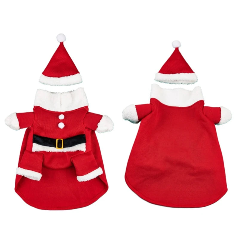 Christmas Pet Clothes Santa Claus Dog Costume with Cap Winter Warm Puppy Coat Jacket Suit Cosplay For Dogs Cats Clothing