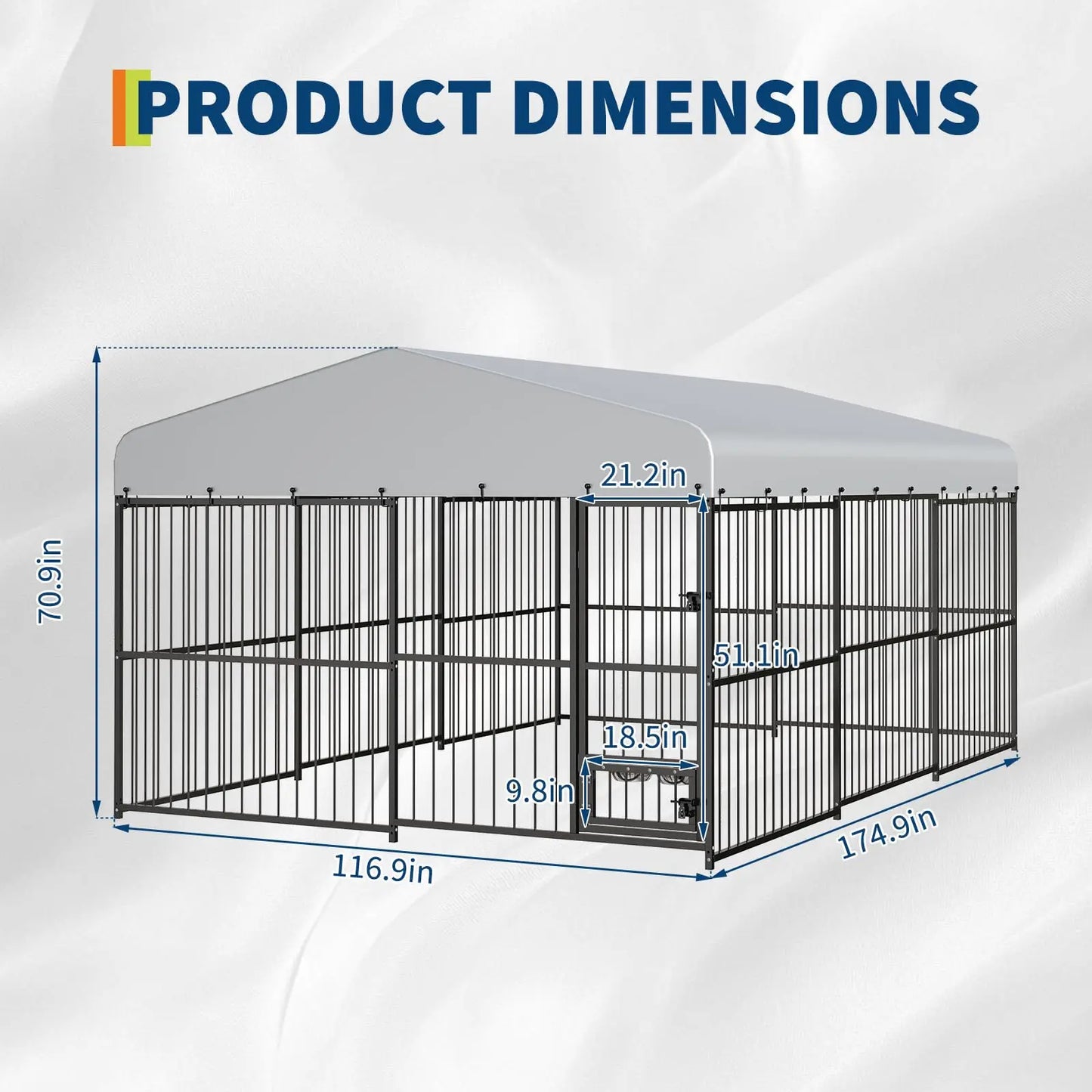 10x15/10x20 FT Heavy Duty Large Outdoor Dog Kennel Metal Pet Enclosure With Waterproof Cover & Feeding Door Backyard Pet Plaype