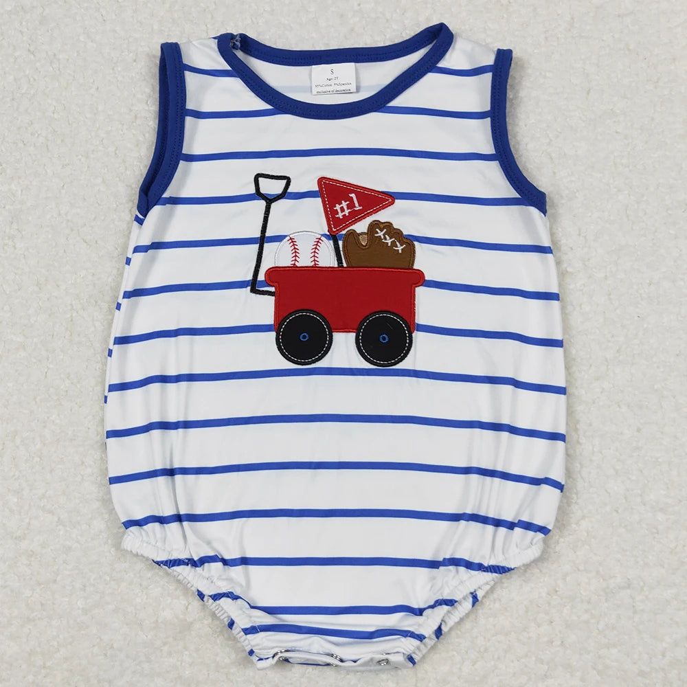 Hot Sale Baby Infant Boys Rompers Golf Hole In One Green Checkered Sleeveless Rompers Boutique Toddler Boys Onesie Bubble Romper